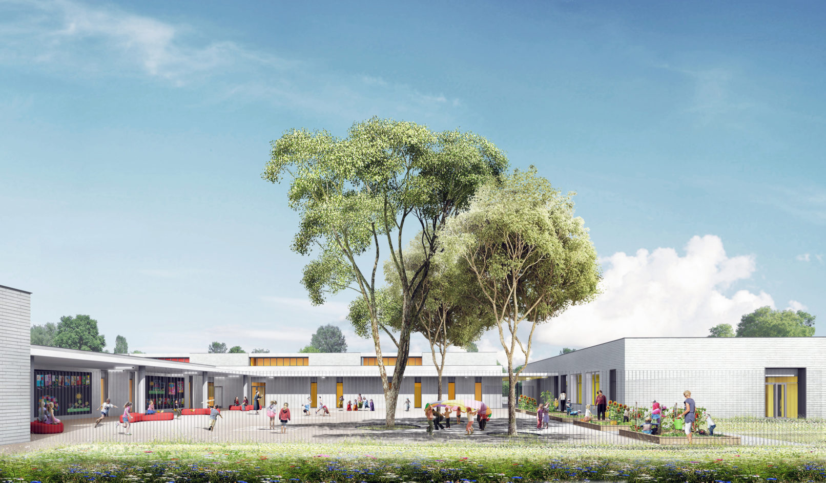 Illustration 03 Groupe scolaire Gratentour | économie | Ordonnancement Pilotage Coordination cour de récréation