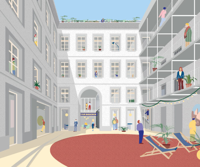 Illustration 02 Cour Baragnon cour intérieure occupée | économie DET OPC